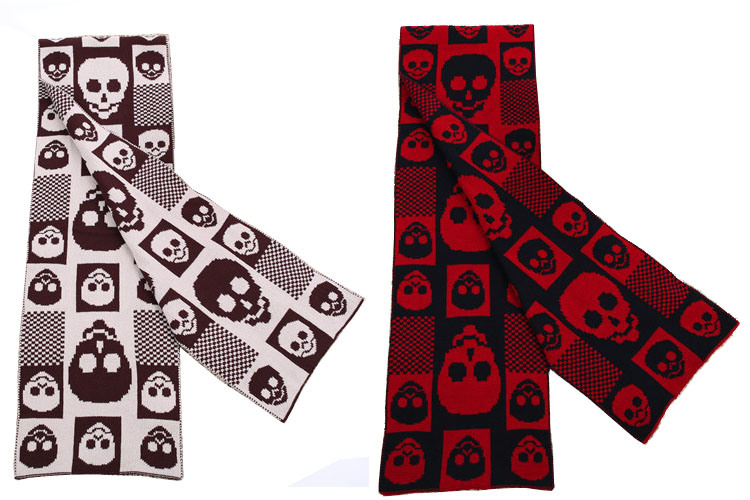 Lady Fashion Skull Pattern Knitted Scarf Winter Scarf (SK113)