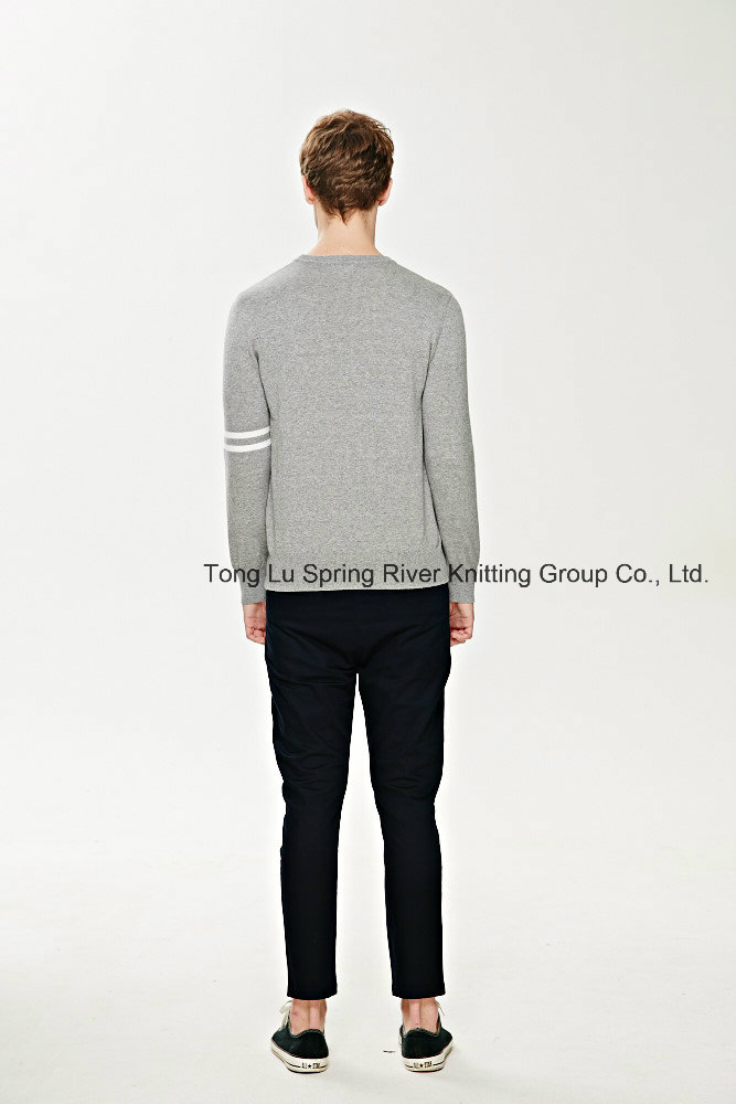 100%Cotton Round Neck Stripe Knit Men Sweater