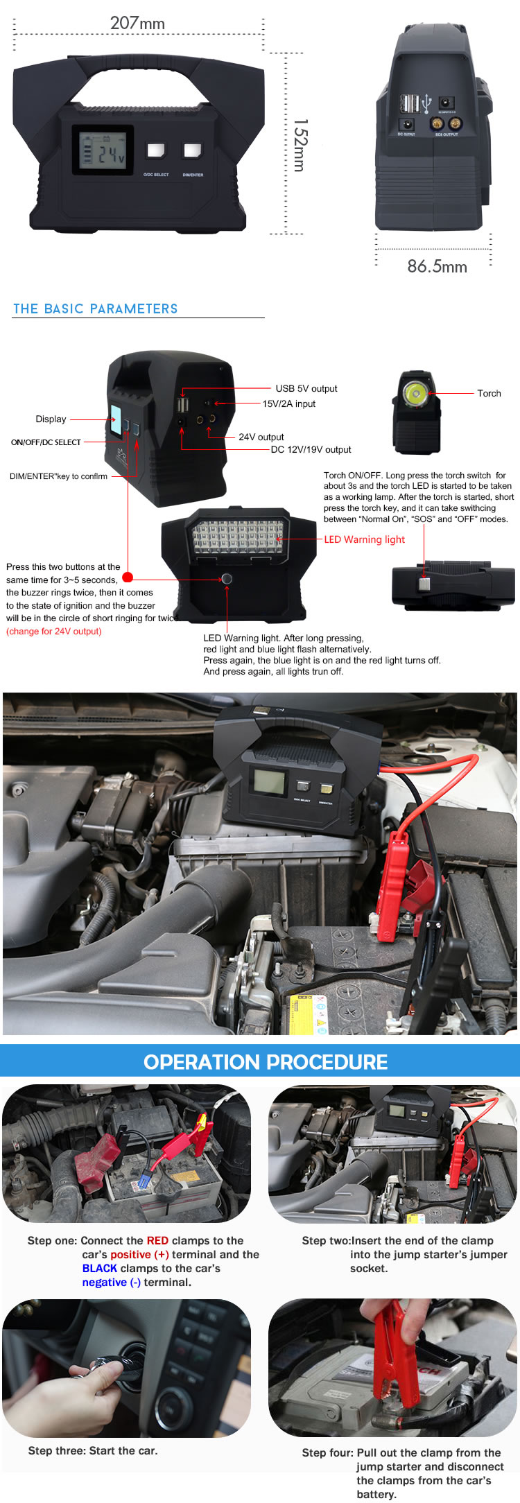 Rechargeable Battery Pack 24V Turck Jump Starter