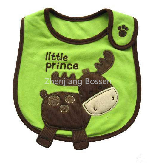 China Factory OEM Produce Customized Design Applique Embroidered Cotton Baby Girl's Feeder Bibs