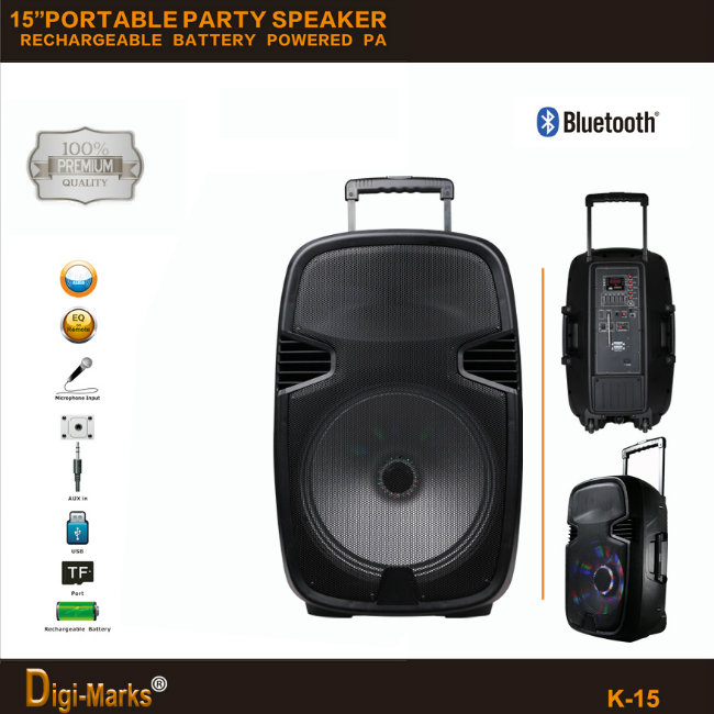 120W RMS 15 Inch Super Bass Multimedia Amplified PA Speaker