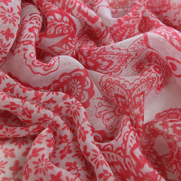 Fashion Cashew Printing Scarf Polyester Voile Women's Long Scarf, Red Color Shawl (PP038AL)