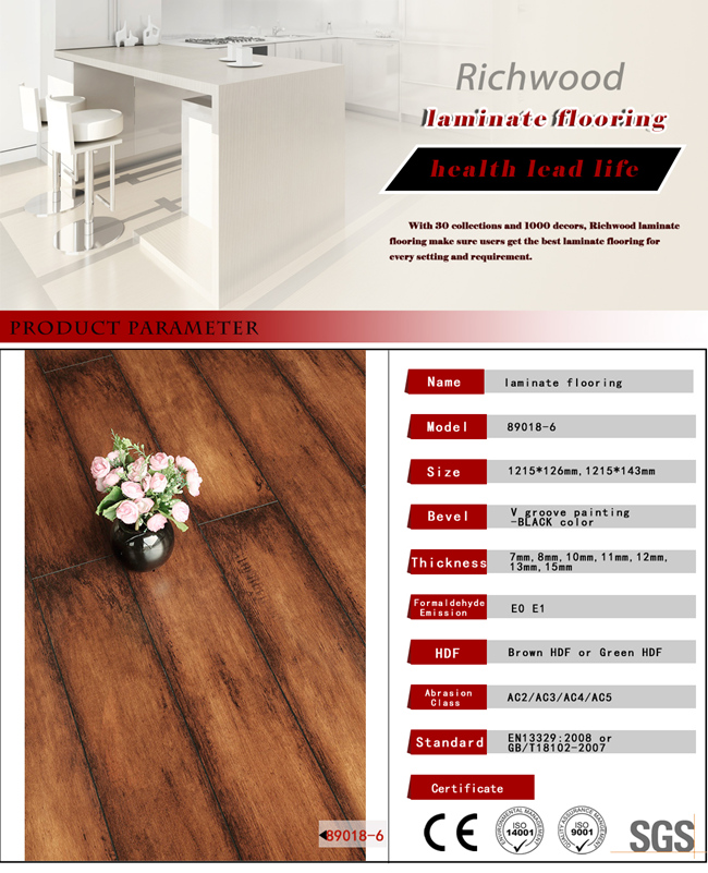 E1 AC4 Woodgrain Texture Maple Laminate Laminated Wood Flooring