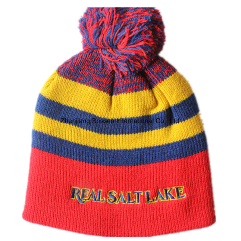 Custom Made Acrylic Wool Promotional Logo Embroidered Customized Knit Snappy Beanie