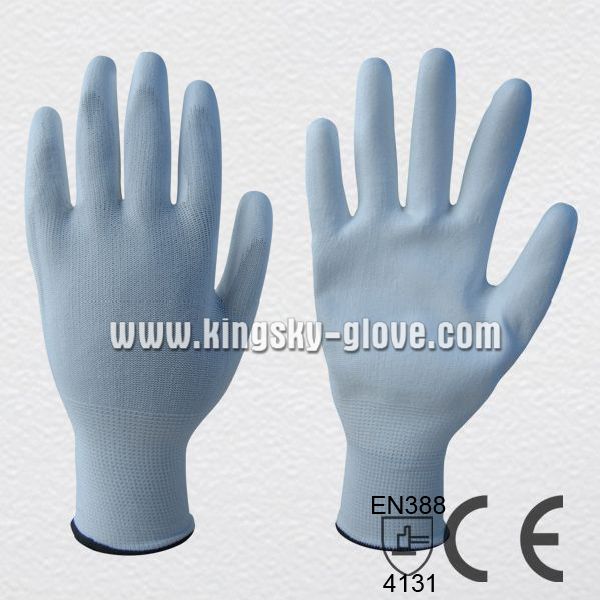 13G Nylon/Polyester Liner White PU Work Glove (5537)