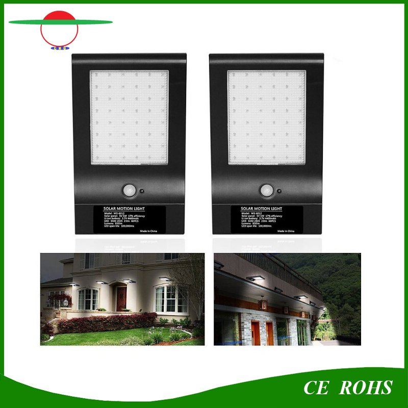 High Brightness 850lm Long Last 4400mAh Battery Solar Infrared LED Wall Light Slim Outdoor 48LED Motion Sensor Garden Lamp