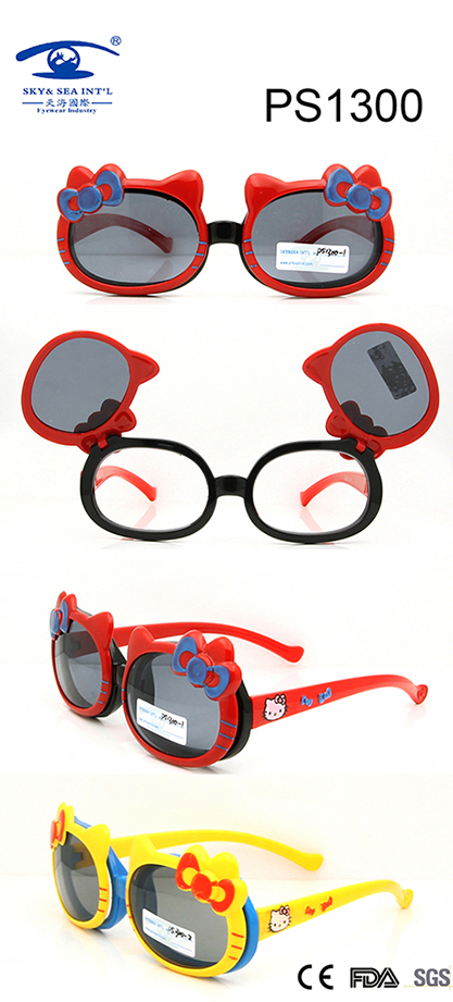 Wenzhou Manufacture Kitty Colorful Kid Plastic Sunglasses (PS1300)