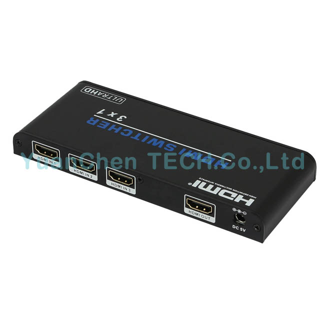 5V/1A DC Support 3D 1080P 2.0V HDMI 3X1 HDMI Switcher for Video