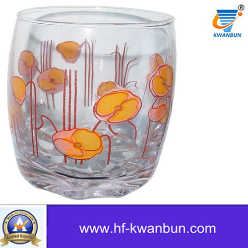 Glass Cup with Flower Design Decal Printed Beautiful Cup Kb-Hn0409