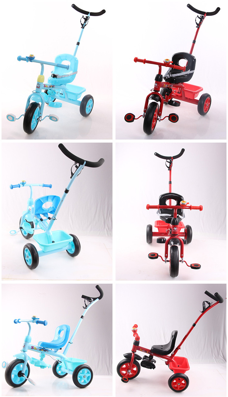 Hebei Tianshun Children Car Toys Factory Simple Design Metal Frame Kids Tricycle with Push Bar