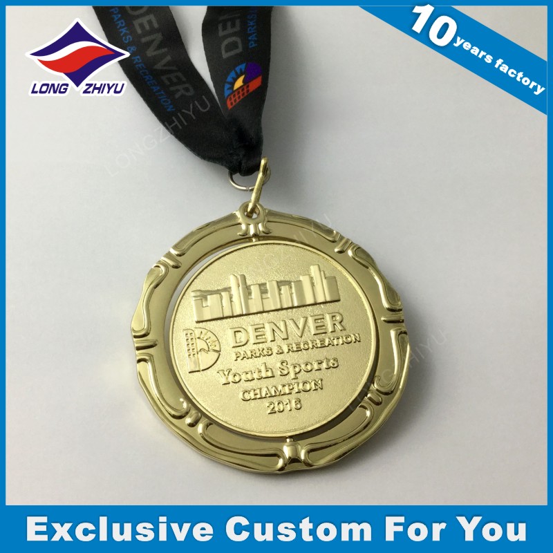 Swivel 3D Shiny Gold Company Prize Medal