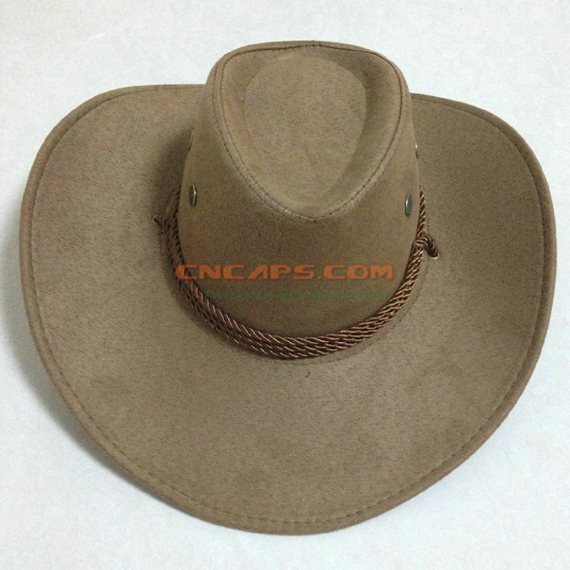 Outdoor Cow Leather Cowboy Hat with Logo Ribbon and Sweatband