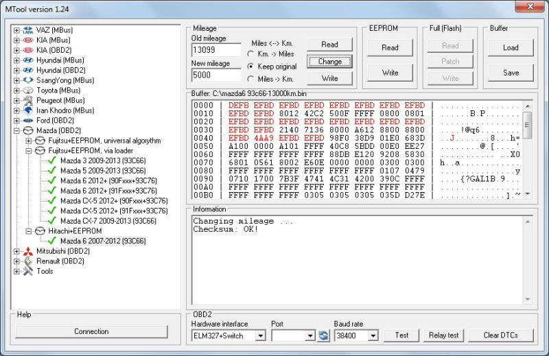 Mtool1.24 Super Mileage Software Go with Elm327 Tool