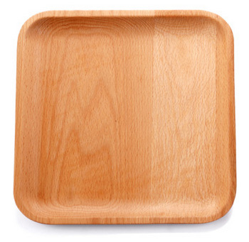 Square Beech Wood Plate, Wood Tray for Fruit and Dry Nut.