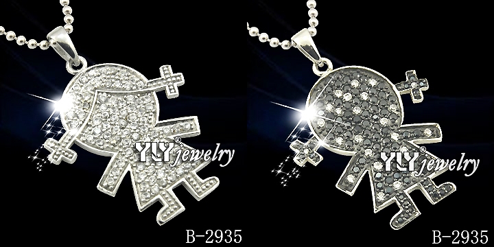 Special Design Couple Cartoons Silver Jewelry Pendant