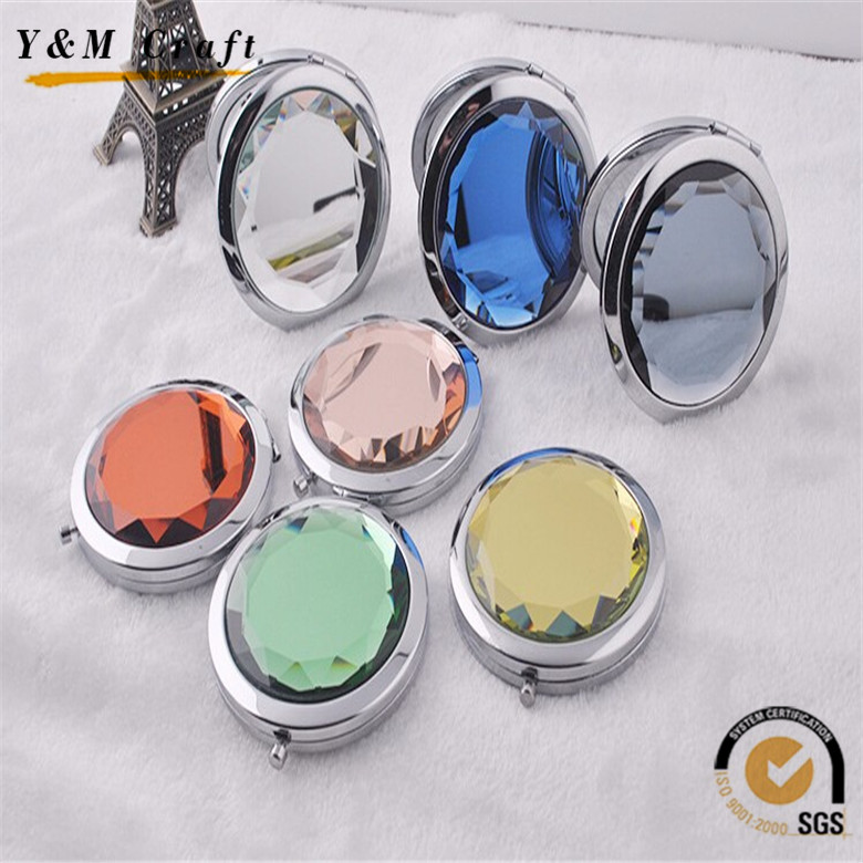 Fashion Make up Custom Decorative Diamond Metal Compact Mirror