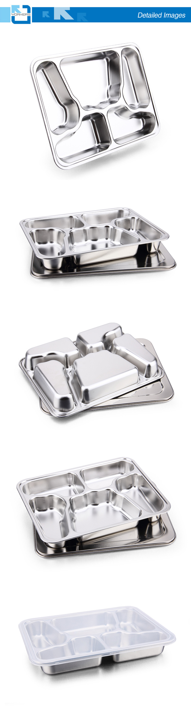 5 Compartment Butterfly Shape Stainless Steel Fast Food Serving Tray Food Divider Plate