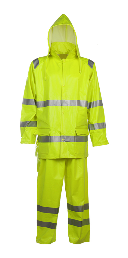 Mens Hivis Rainwear Resistant Hooded Jacket