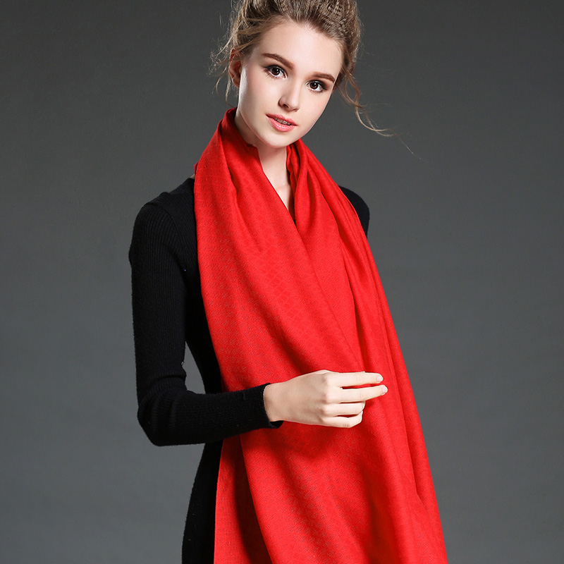 Women in Winter to Keep Warm Plain Red Polyester Scarf