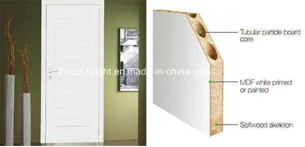 White Single Wood Flush Door with Carving Design