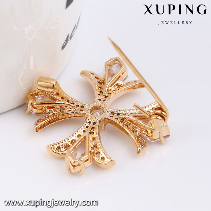 00025 Fashion Elegant Cubic Zirconia Jewelry Brooch in Rose Gold-Plated