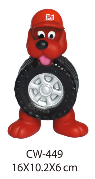 Dog Toy Vinyl Dog with Tire Pet Products