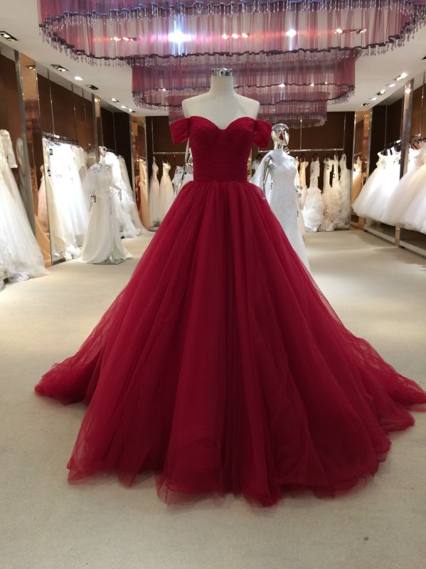 Princess Ball Gown Red Wedding Dress