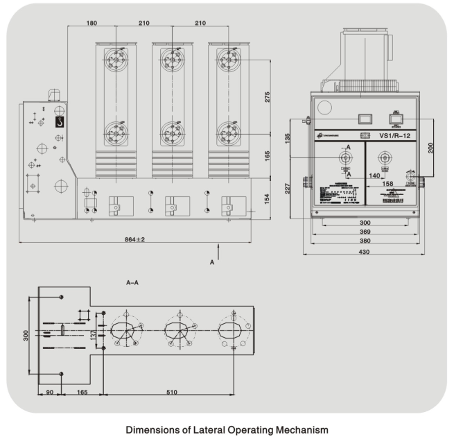 Vs1/R-12 Indoor Hv Vacuum Circuit Breaker with Lateral Operating Mechanism