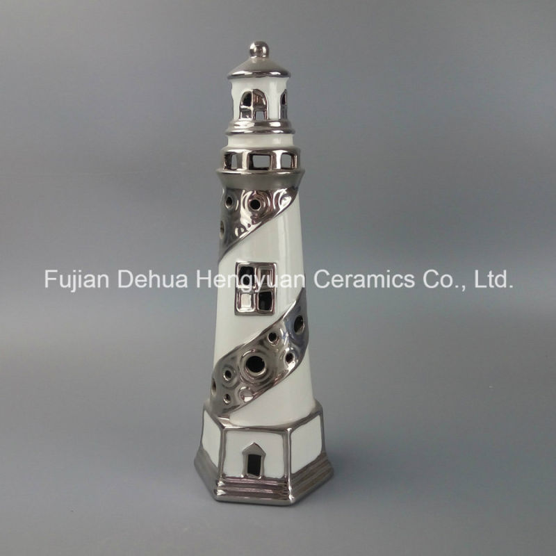 Creative Decoration Ceramic Lighthouse with Tealight