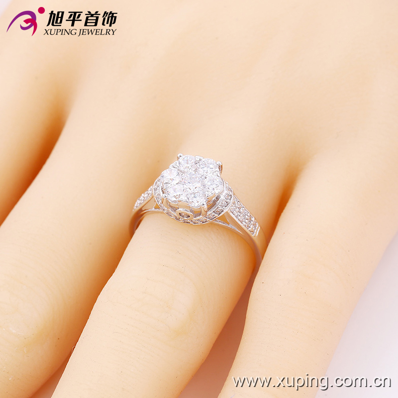 New Arrival Fashion CZ Diamond Women Jewelry Finger Ring in Rhodium-Plated Color - 13639