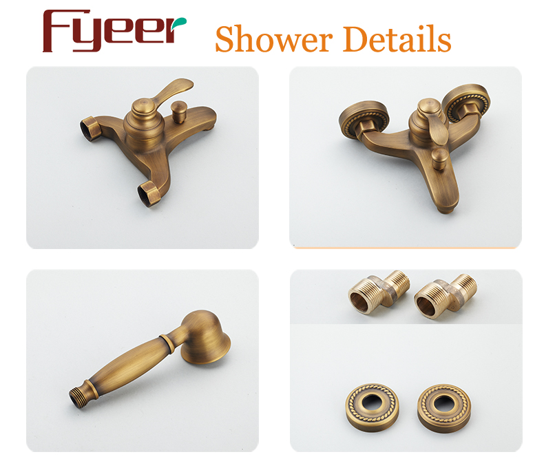 Fyeer Solid Copper Wall Mounted Antique Bath Shower Faucet