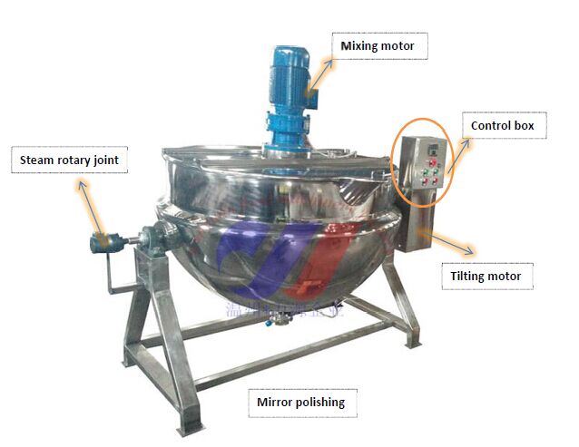 600L Automatic Tilting Rotary Steam Jacketed Cooking Pot