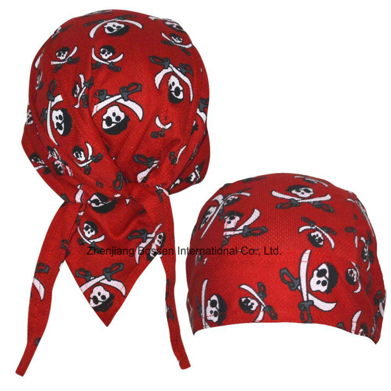 China OEM Produce Customized Logo Printed White Spider Webs Promotional Headscarf Head Wrap