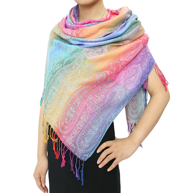 Lady Fashion Pashmina Rainbow Soft Wrap Scarf