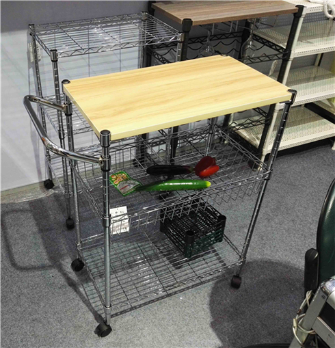 Wholesales Price Hygienic 3 Tierchrome Kitchen Basket Rack with Nylon Wheels