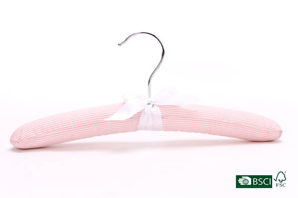 Exquisite Pink Striated Fabric Satin Hanger