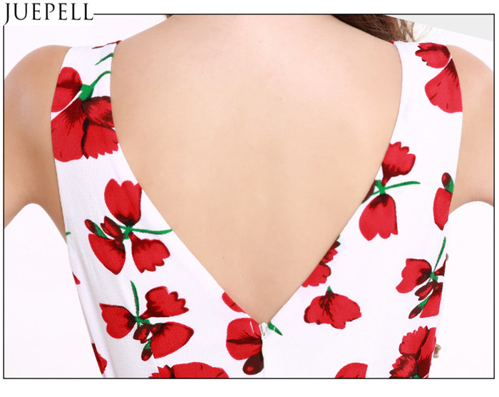 Summer New Women Sexy Halter Print Dress Long European and American V-Neck Sleeveless Dress