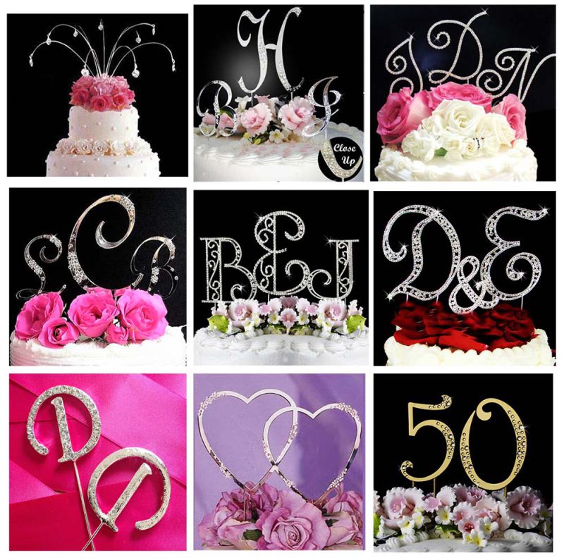 Rhinestone Monogram Letter a to Z Wedding Cake Topper