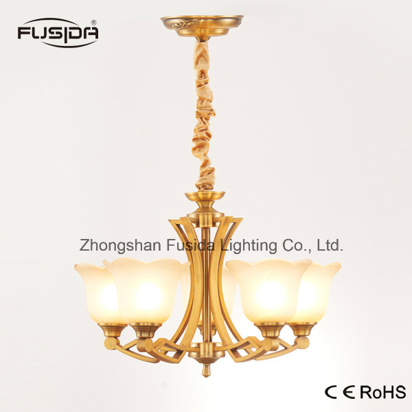 New Design Vintage Glass and Iron Material Chandelier Lighting with Bronze Color Finish Factory Price