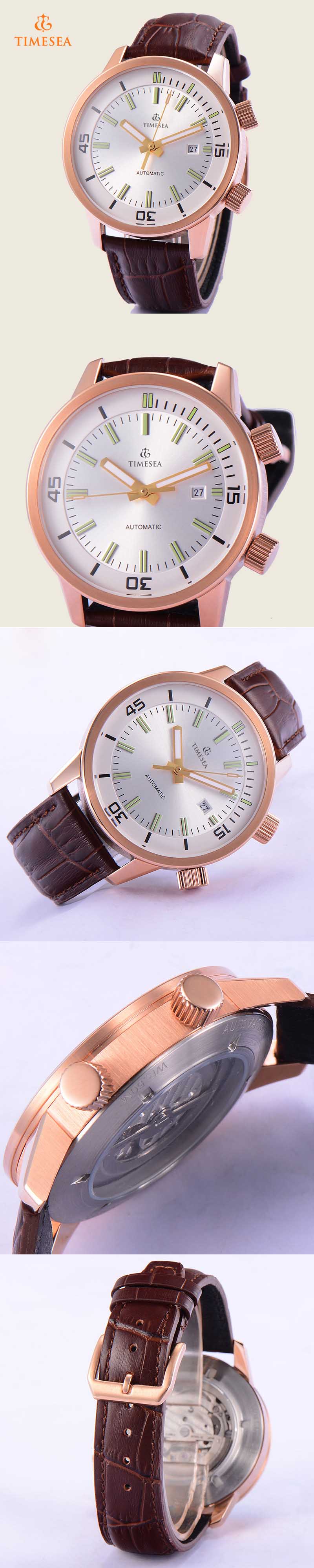 White Dial Leather Strap Mens Automatic Watch 72243