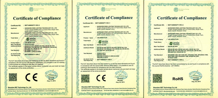 CE, UL&RoHS Certificate and LED Source LED Neon Tubes