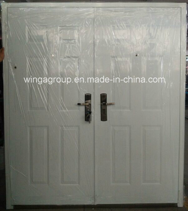 Double Door with Window Outside Security Steel Metal Door (W-SD-02)