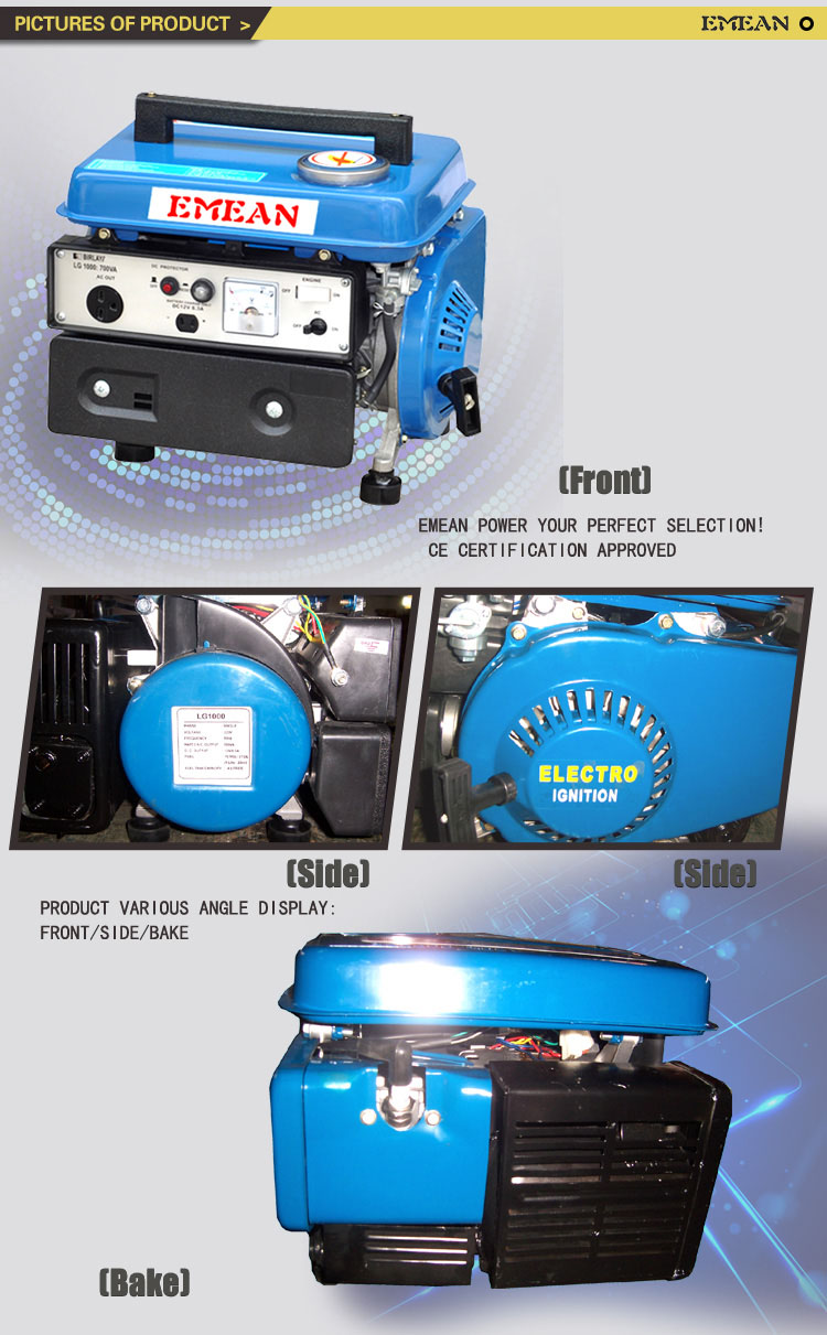 600W Key Start Copper Wire Portable and Silent Gasoline Generator