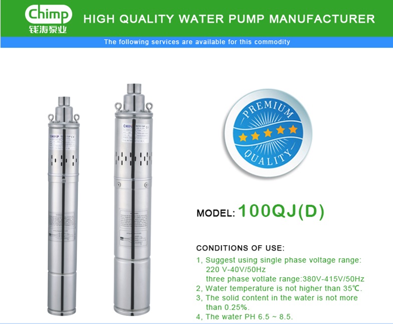 4 Inch Qgd 220V 50Hz Single Phase Heavy Duty Screw Submersible Pump (CE)