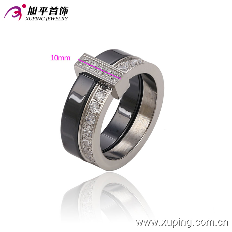 New Fashion Stainless Steel Jewelry Ceramic Round Finger Ring for Women -13740