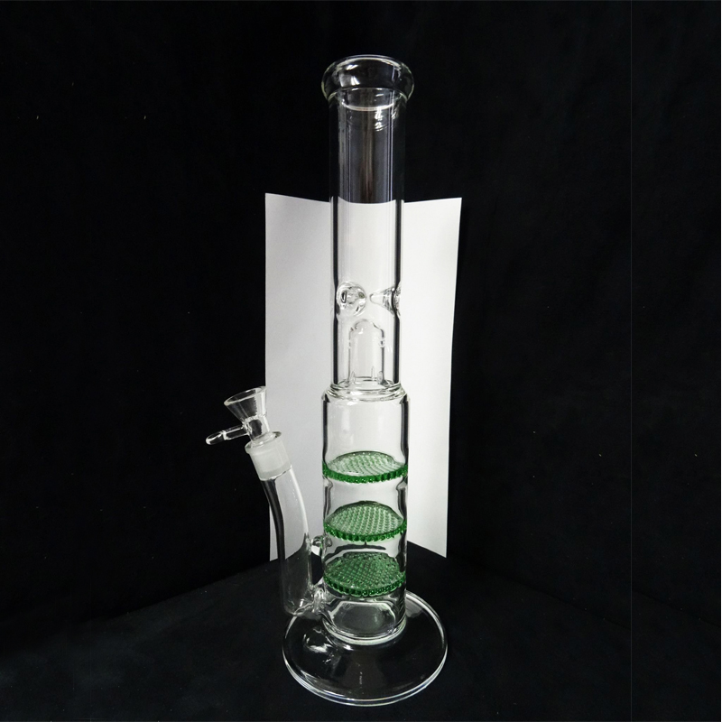 Three Layer Honeycomb Filtration Hookah Glass Smoking Water Pipes (ES-GB-336)