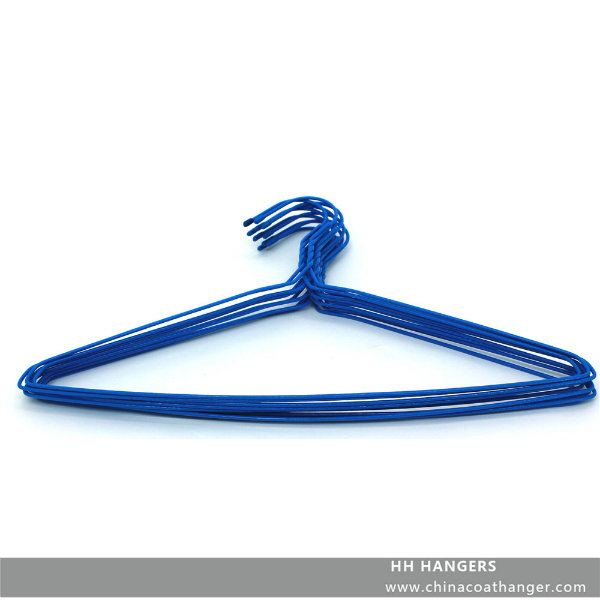 Plastic Plated Metal Blue Laundry Wire Clothes Hanger