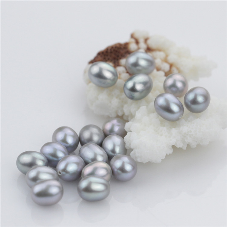 Snh Drop Shape Grey Color Natural Freshwater Loose Pearls