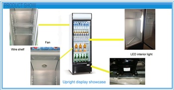 Fan Cooling Commercial Upright Refrigerator Showcase