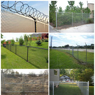 Chain Link Fence with Razor Wire on Top